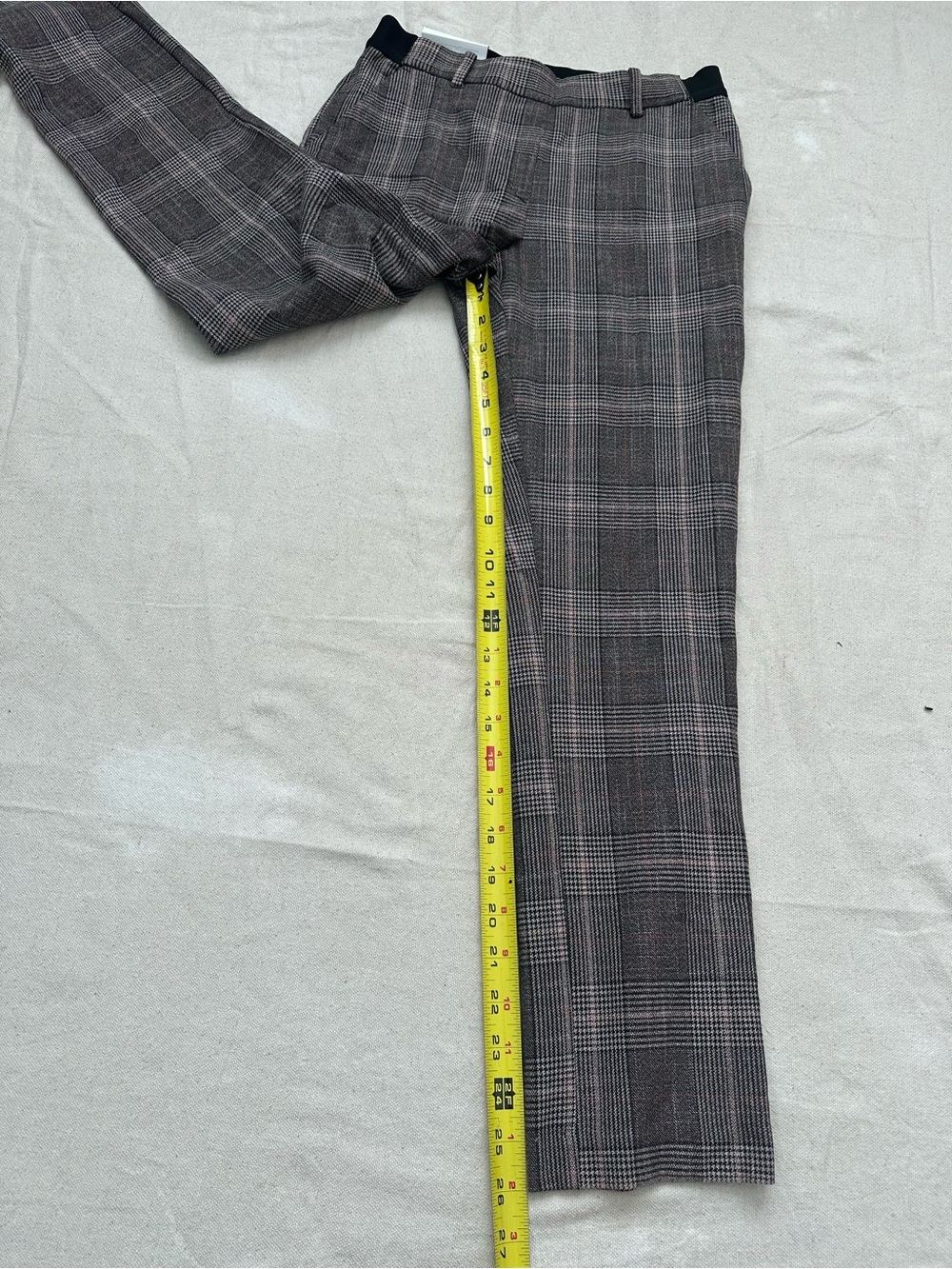 NWT H&M Plaid Slim Ankle Slacks Dress Pants Gray Pink Size 4 - Picture 7 of 12